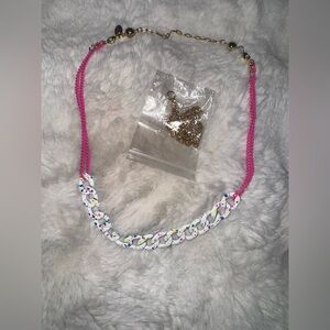 BAR BY ALEXA RAE The Alexa necklace gold white hot pink paint splatter new